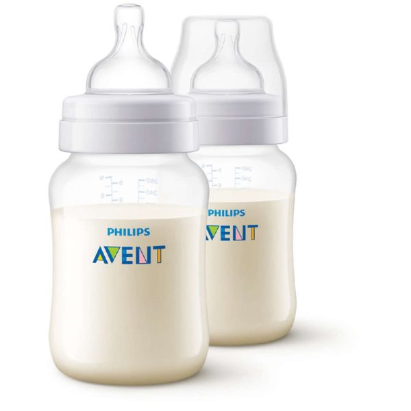 👼🏻 Mamadera Anti-colic 260ml traslucida, Pack 2